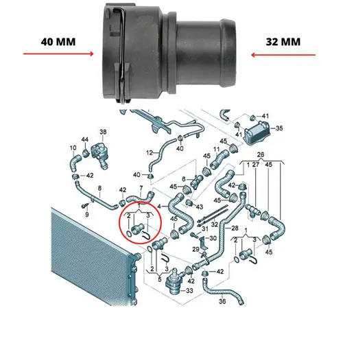 FLANGE RETA AR QUENTE AUDI A3/A4/TT 1.8/2.0 2006 A 2011/VW BORA/GOLF/JETTA/POLO/PASSAT 7M3