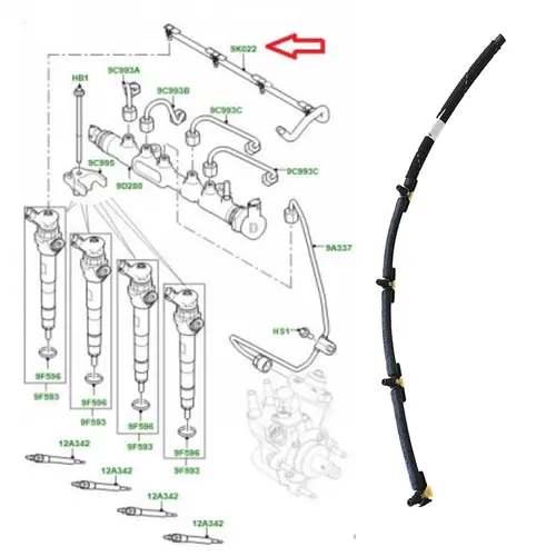 TUBO RETORNO BICO LAND ROVER 2.0 16V SD4/TD4 INGENIUM DIESEL 2015 A 2022 LR073709/SKU3661