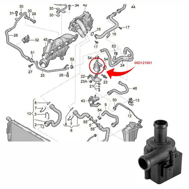 BOMBA AGUA AUX ELET AUDI/VW 2.0 16V TFSI/ 3.0 24V TDI/3.0/3.2 24V GAS/3.6 24V/4.0 32V V8 2