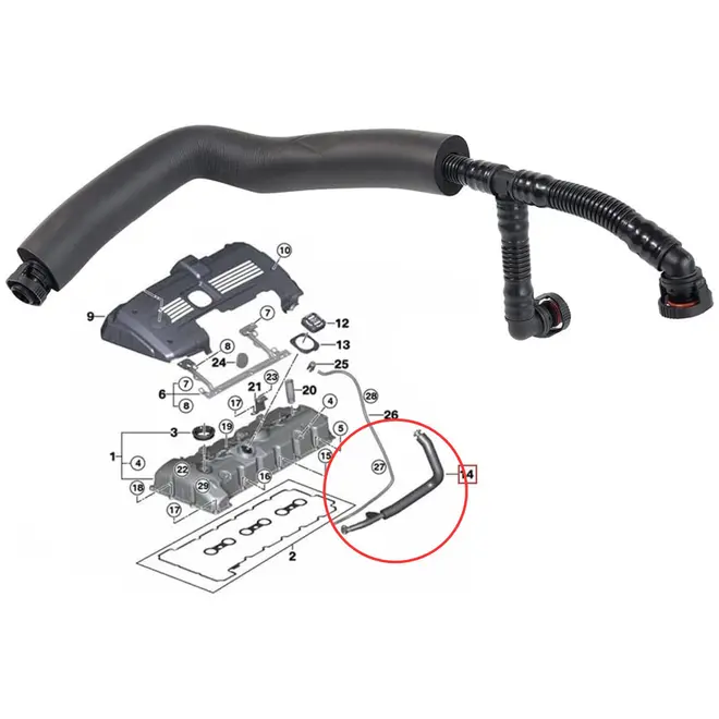 TUBO RESPIRO BMW 130I/325I/330I/530I/X1/X3/X5 3.0 24V N52 2006 A 2012 11157559528/SKU3533
