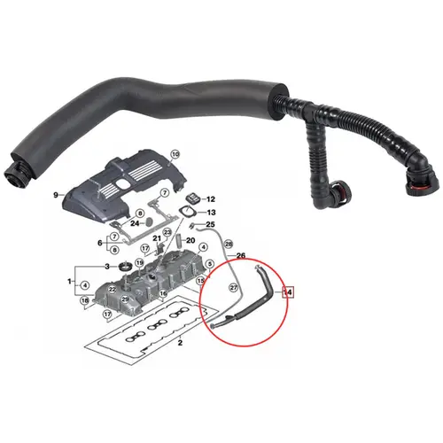 TUBO RESPIRO BMW 130I/325I/330I/530I/X1/X3/X5 3.0 24V N52 2006 A 2012 11157559528/SKU3533