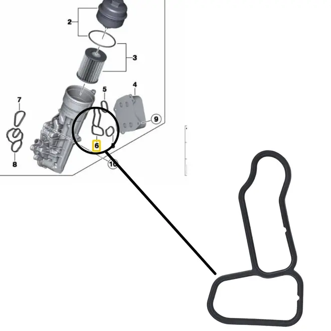JUNTA DO SUPORTE DO FILTRO DE ÓLEO AO BLOCO BMW 116I 118I 316I 1.6 16V N13 2012 A 2015