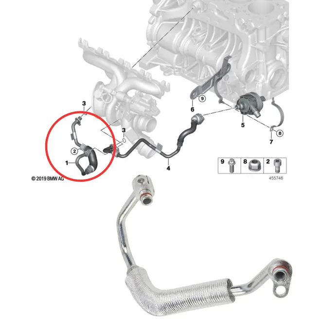 TUBO RETORNO AGUA TURBINA  BMW 120I/320I/330E/530E/X3/X4 2.0 16V B48 2019 A 2024 115376430