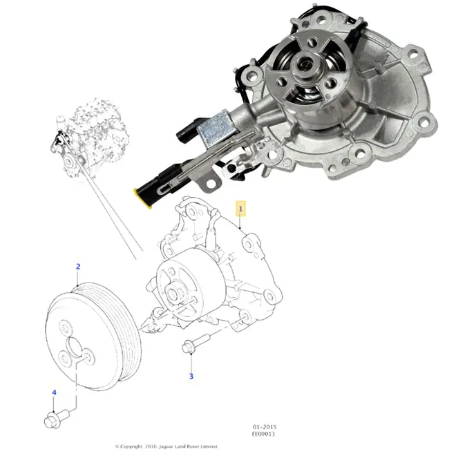 BOMBA AGUA LAND ROVER/JAGUAR 2.0 16V AJ200 DIESEL INGENIUM 2015 A 2022 LR073693/SKU3619