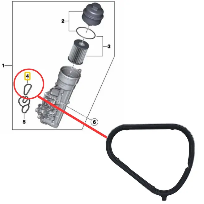 JUNTA DO SUPORTE DO FILTRO DE ÓLEO AO BLOCO BMW 116I 118I 316I 1.6 16V N13 2012 A 2015