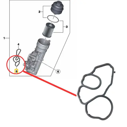 JUNTA DO SUPORTE DO FILTRO DE ÓLEO AO BLOCO BMW 116I  118I 316I 1.6 16V N13 2012 A 2015