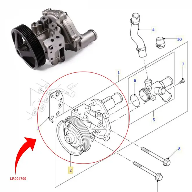 BOMBA AGUA LAND ROVER DEFENDER 90/110/130 2.4 16V PUMA 2007 A 2010 LR004799