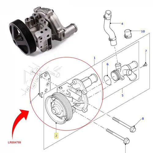 BOMBA AGUA LAND ROVER DEFENDER 90/110/130 2.4 16V PUMA 2007 A 2010 LR004799