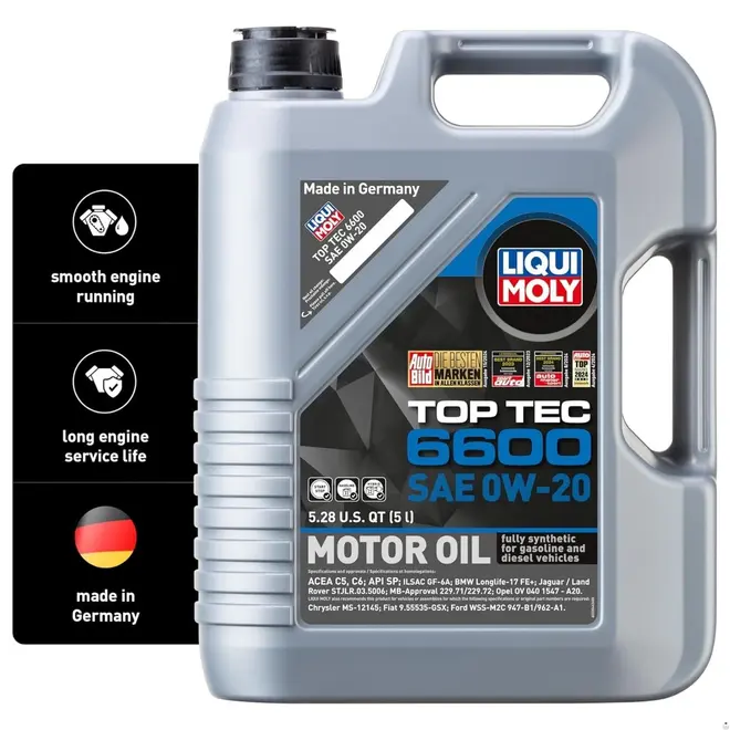 ÓLEO DE MOTOR 0W20 SINTÉTICO LIQUI MOLY TOP TEC 6600 5L - BMW E LAND ROVER - 21411