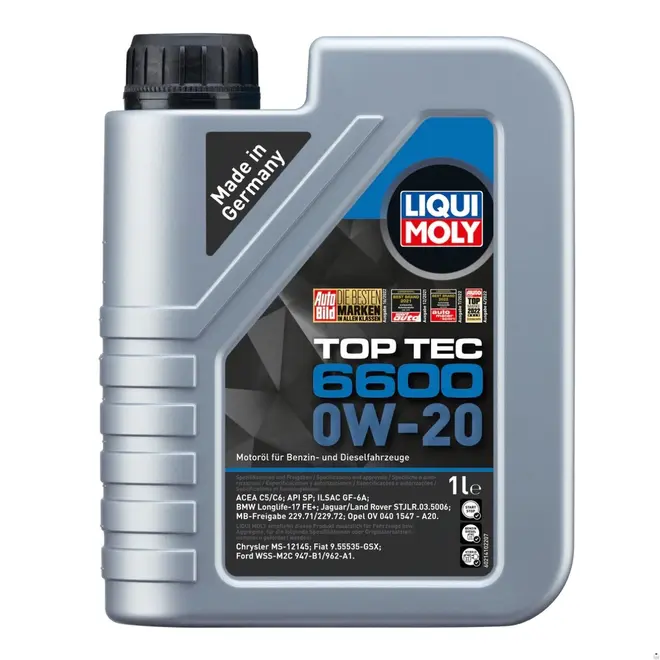 ÓLEO DE MOTOR 0W20 SINTÉTICO LIQUI MOLY TOP TEC 6600 1L - BMW E LAND ROVER - 21410