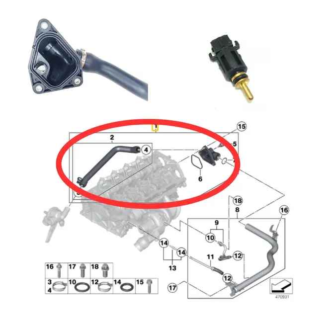 MANG FLANGE/VALVULA TERMOSTATICA/CABEÃ‡OTE  AGUA C/ SENSOR BMW 116I/118I/316I 1.6 16V N13