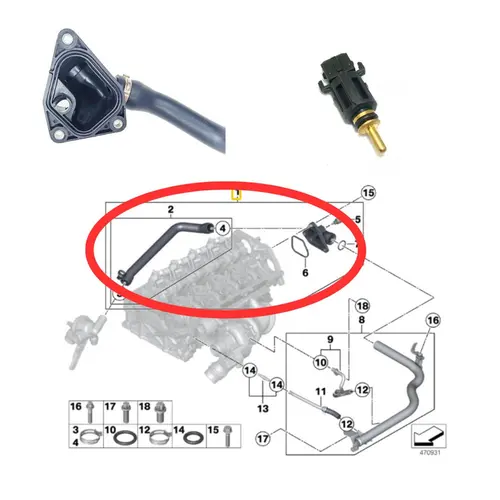 MANG FLANGE/VALVULA TERMOSTATICA/CABEÃ‡OTE  AGUA C/ SENSOR BMW 116I/118I/316I 1.6 16V N13