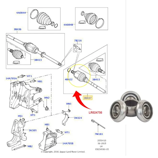 TRIZETA DIAN D/E LAND ROVER EVOQUE/FREELANDER 2.0/2.2 16V 2.5/3.2 24V 27DX46,65MM LR024756