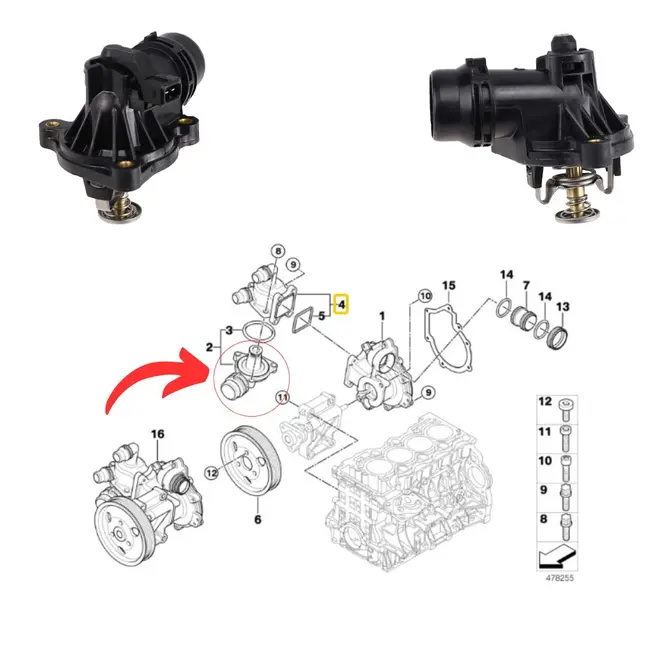 VALVULA TERMOSTATICA BMW 118I/120I/318I/320I/X1 2.0 16V N46 2008 A 2014  11537510959/SKU30