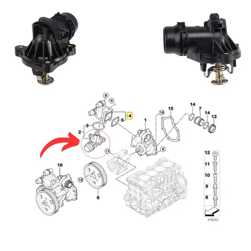 VALVULA TERMOSTATICA BMW 118I/120I/318I/320I/X1 2.0 16V N46 2008 A 2014  11537510959/SKU30