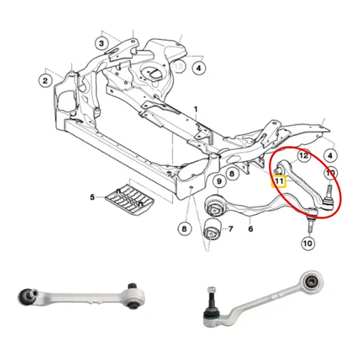 BRACO RETO SUSP DIAN ESQ BMW E81/E90 2.0 16V/3.0 24V N46/N52/N54 2005 A 2012 31122405859/S