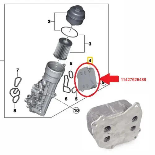 RADIADOR OLEO BMW 116I/118I/316I 1.6 16V N13 TURBO 2012 A 2015 11427625489/SKU1141