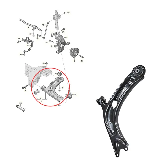 BANDEJA DIAN DIR S/PIVO AUDI/VW Q3/TAOS/TIGUAN20018 A 2024/PASSAT 2015 A 2023 3Q0407152S/3