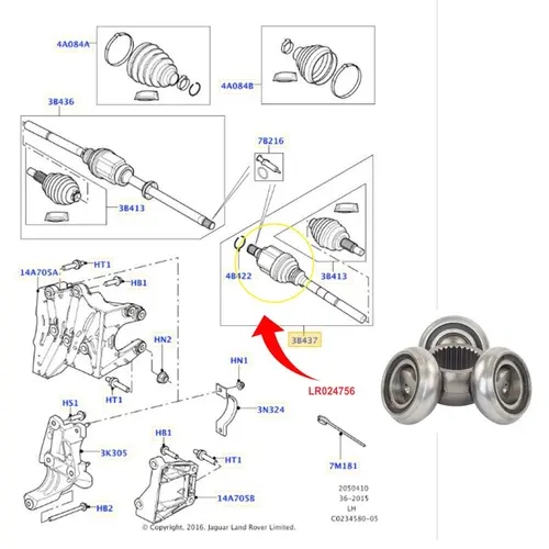 TRIZETA DIAN D/E LAND ROVER EVOQUE/FREELANDER 2.0/2.2 16V 2.5/3.2 24V 27DX46,65MM LR024756