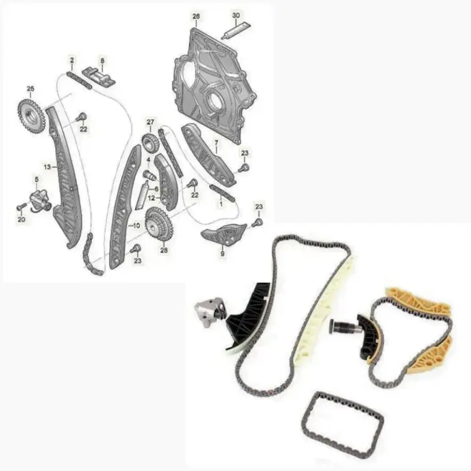 KIT CORRENTE DISTRIBUIÇÃO MOTOR AUDI A3 A4 A5 Q3 Q5 TT VW JETTA PASSAT TIGUAN 2.0 TFSI TSI 06K109469M