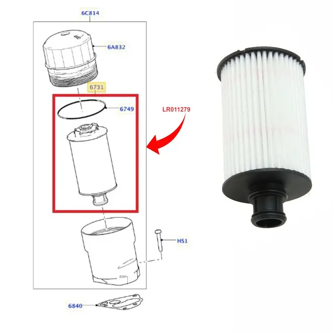 FILTRO DE ÓLEO DO MOTOR JAGUAR LAND ROVER 3.0 V6 E 5.0 V8 GASOLINA 2010 A 2023