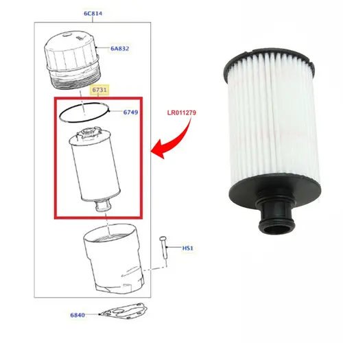 FILTRO DE ÓLEO DO MOTOR JAGUAR LAND ROVER 3.0 V6 E 5.0 V8 GASOLINA 2010 A 2023