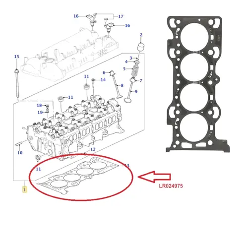 JUNTA CABECOTE LAND ROVER/VOLVO/JAGUAR 2.0 16V 2008 A 2020 LR024975/SKU4709