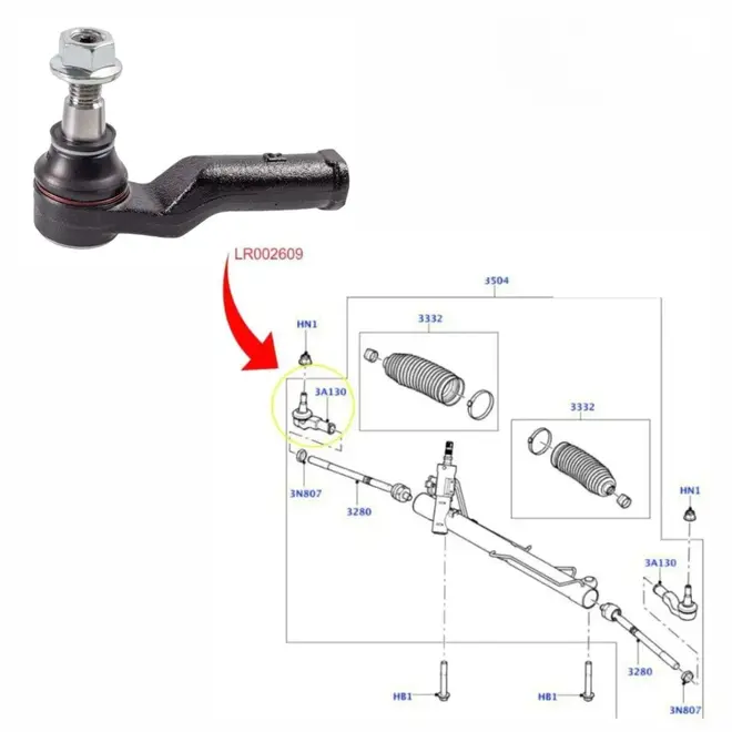 TERMINAL DIRECAO LAND ROVER/VOLVO 3.0/3.2 6CC 24V DIR LR002609/SKU571