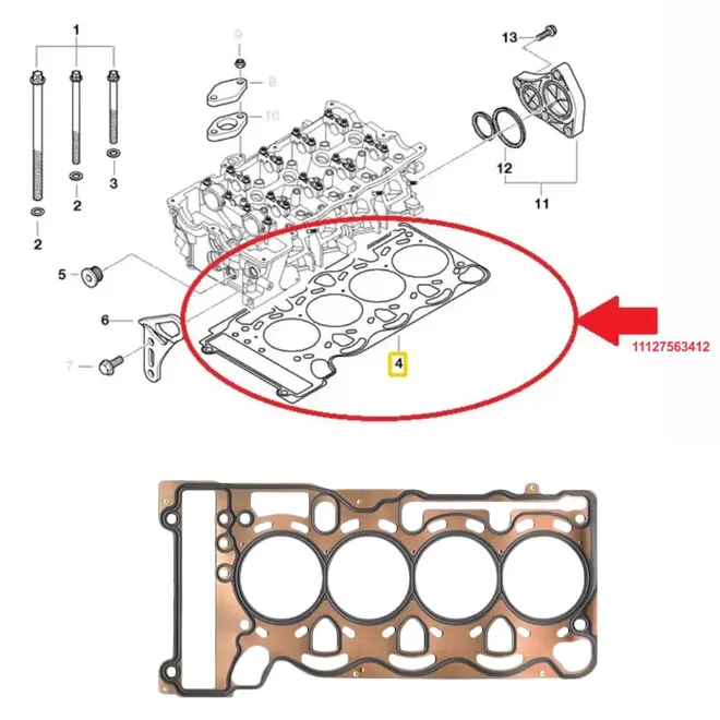JUNTA CABECOTE BMW 118I/120I/318I/320I/X1 2.0 16V N46 2008 A 2014 11127563412/SKU1101