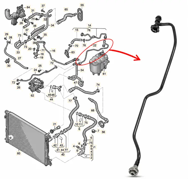 MANGUEIRA RADIADOR AUDI A4 A5 2.0 16V TFSI 2016 A 2023