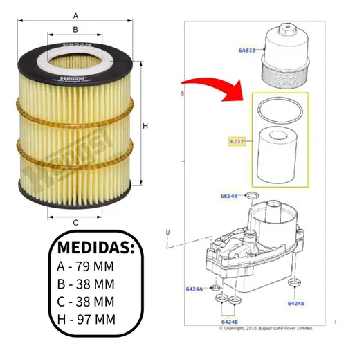 FILTRO DE ÓLEO DO MOTOR LAND ROVER DISCOVERY 4 NEW DISCOVERY 5 RANGE ROVER SPORT VOGUE 3.0 24V TDV6 2009 A 2023