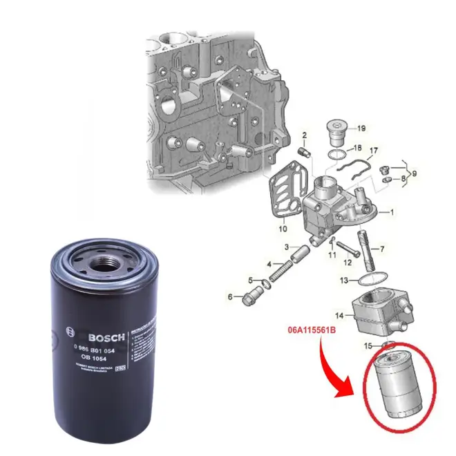 FILTRO OLEO AUDI/VW A3/A4/TT/BORA/GOLF/JETTA/PASSAT/NEWBEETLE 1.8 20V/ 2.0 8V 1999 A 2016