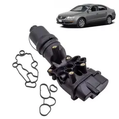 SUPORTE FILTRO OLEO C/ TROCADOR OLEO MOTOR AUDI/VW 2.0 16V FSI 2006 A 2011 06D115397G/SKU3