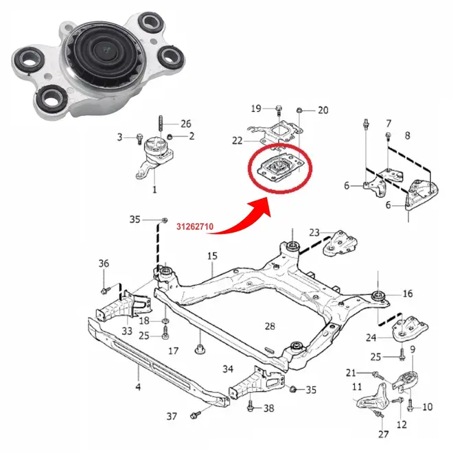 COXIM CAMBIO/MOTOR DIANTEIRA ESQUERDO VOLVO S60/V60/V40/XC60 1.6/2.0 16V 2011 A 2015 31262
