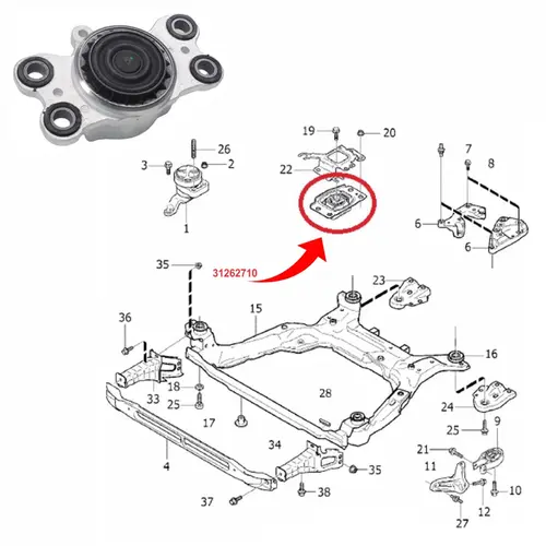 COXIM CAMBIO/MOTOR DIANTEIRA ESQUERDO VOLVO S60/V60/V40/XC60 1.6/2.0 16V 2011 A 2015 31262