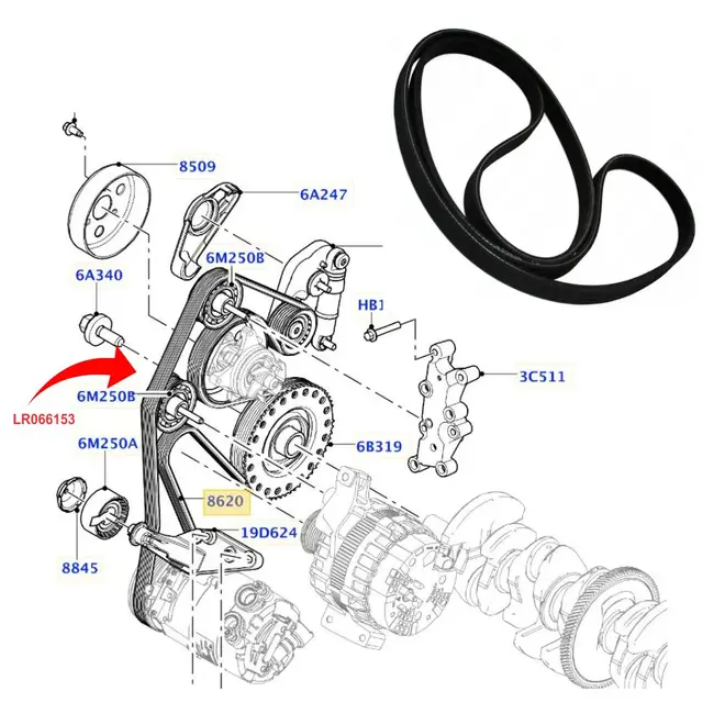 CORREIA POLY V LAND ROVER/JAGUAR EVOQUE/DISCOVERY S/XF 2.0 16V 2011 A 2017 LR066153/SKU745