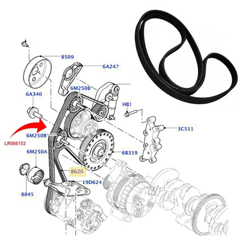 CORREIA POLY V LAND ROVER/JAGUAR EVOQUE/DISCOVERY S/XF 2.0 16V 2011 A 2017 LR066153/SKU745