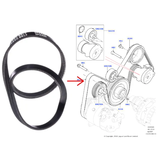 CORREIA POLY V LAND ROVER 2.0 16V SI4/TD4 INGENIUM 2017 A 2023 LR079263/SKU3115
