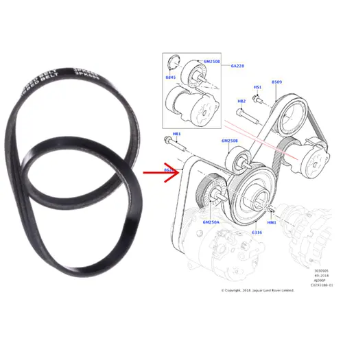 CORREIA POLY V LAND ROVER 2.0 16V SI4/TD4 INGENIUM 2017 A 2023 LR079263/SKU3115