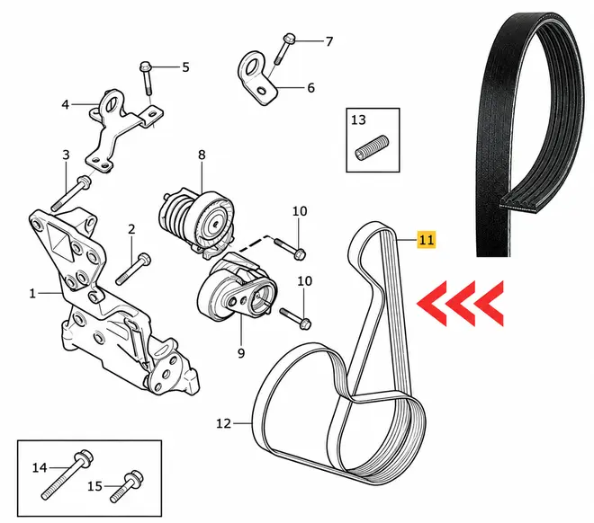 CORREIA POLY V VOLVO C30 C70 S40 V40 V50 2.0 2.4 2.5 2003 A 2016