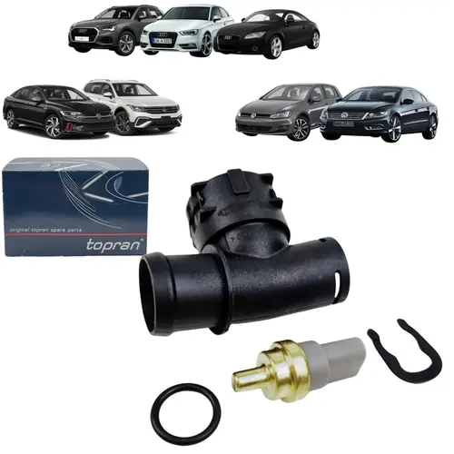 FLANGE INFERIOR RADIADOR C/ SENSOR AUDI VW 1.8 2.0 16V TFSI TSI 2012 A 2025 5Q0122291T