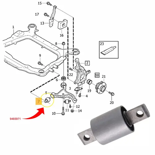 BUCHA BANDEJA DIAN GR VOLVO S60/S80/V70/XC70 2.0/2.3/2.4/2.5 24V/2.8/2.9 24V 1997 A 2010 9