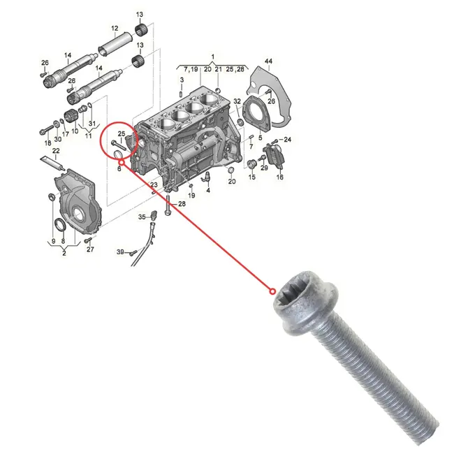 PARAFUSO LATERAL MANCAL BLOCO MOTOR AUDI A1 A3 A4 A5 A6 Q3 Q5 TT VW GOLF JETTA TIGUAN PASSAT FUSCA AMAROK 1.8/2.0 16V 2008 A 2020 N91187501
