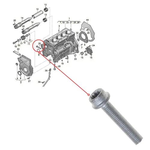 PARAFUSO LATERAL MANCAL BLOCO MOTOR AUDI A1 A3 A4 A5 A6 Q3 Q5 TT VW GOLF JETTA TIGUAN PASSAT FUSCA AMAROK 1.8/2.0 16V 2008 A 2020 N91187501
