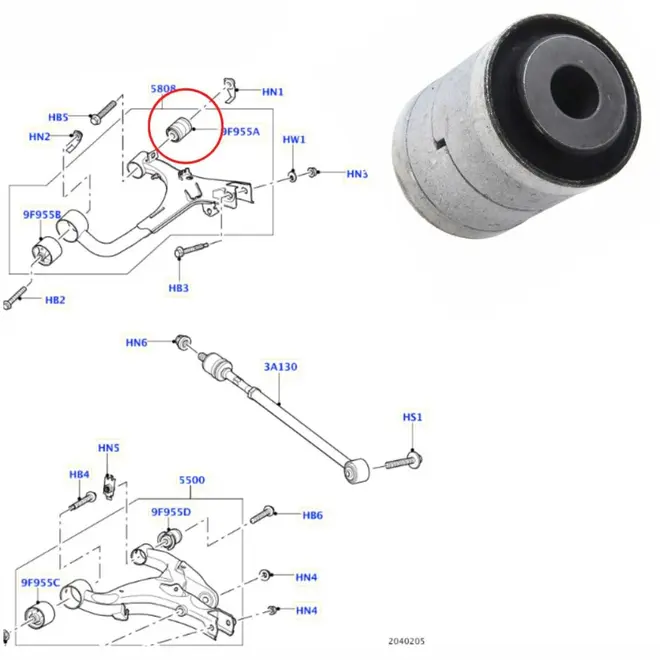 BUCHA BANDEJA TRA SUP PEQ LAND ROVER DISCOVERY 3/4/RR S 4.0/4.2/4.4/5.0/2.7/3.0/3.6  2005