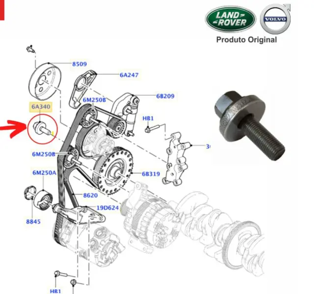 PARAFUSO POLIA VIRABREQUIM LAND ROVER EVOQUE DISCOVERY SPORT FREELANDER 2 VOLVO XC60 S60 V60 JAGUAR XF 2.0 16V 2011 A 2018