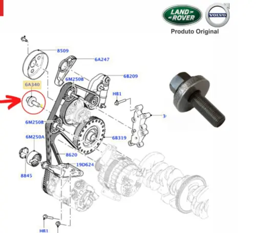 PARAFUSO POLIA VIRABREQUIM LAND ROVER EVOQUE DISCOVERY SPORT FREELANDER 2 VOLVO XC60 S60 V60 JAGUAR XF 2.0 16V 2011 A 2018