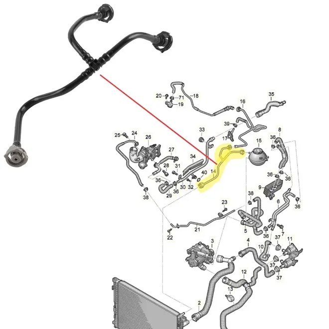TUBO MANGUEIRA RETORNO RADIADOR AUDI Q5 2.0 16V TFSI 2016 A 2024 80A121081S
