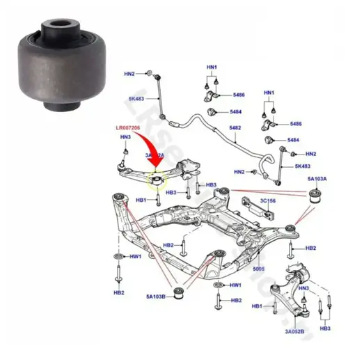 BUCHA BANDEJA DIAN PEQ LAND ROVER/VOLVO 2.0/2.2 16V/3.0/3.2 24V 2007 A 2018 LR007206/SKU29