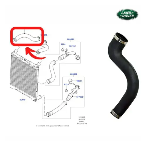 MANGUEIRA INTERCOOLER SUPERIOR LADO DIREITO LAND ROVER RANGE ROVER 3.6 32V TDV8 DIESEL 200